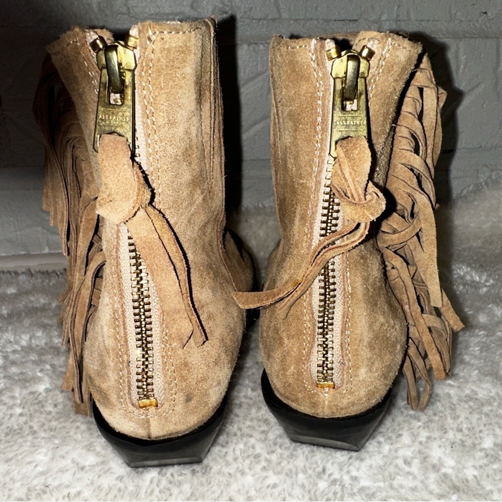 New ALL SAINTS  Layla Suede Fringe Boots Size 37 - Picture 9 of 16